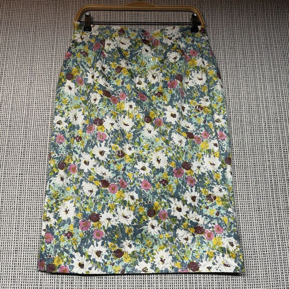 Vintage J Tiktiner Floral Skirt 44 12 France Metallic Brocade Pencil